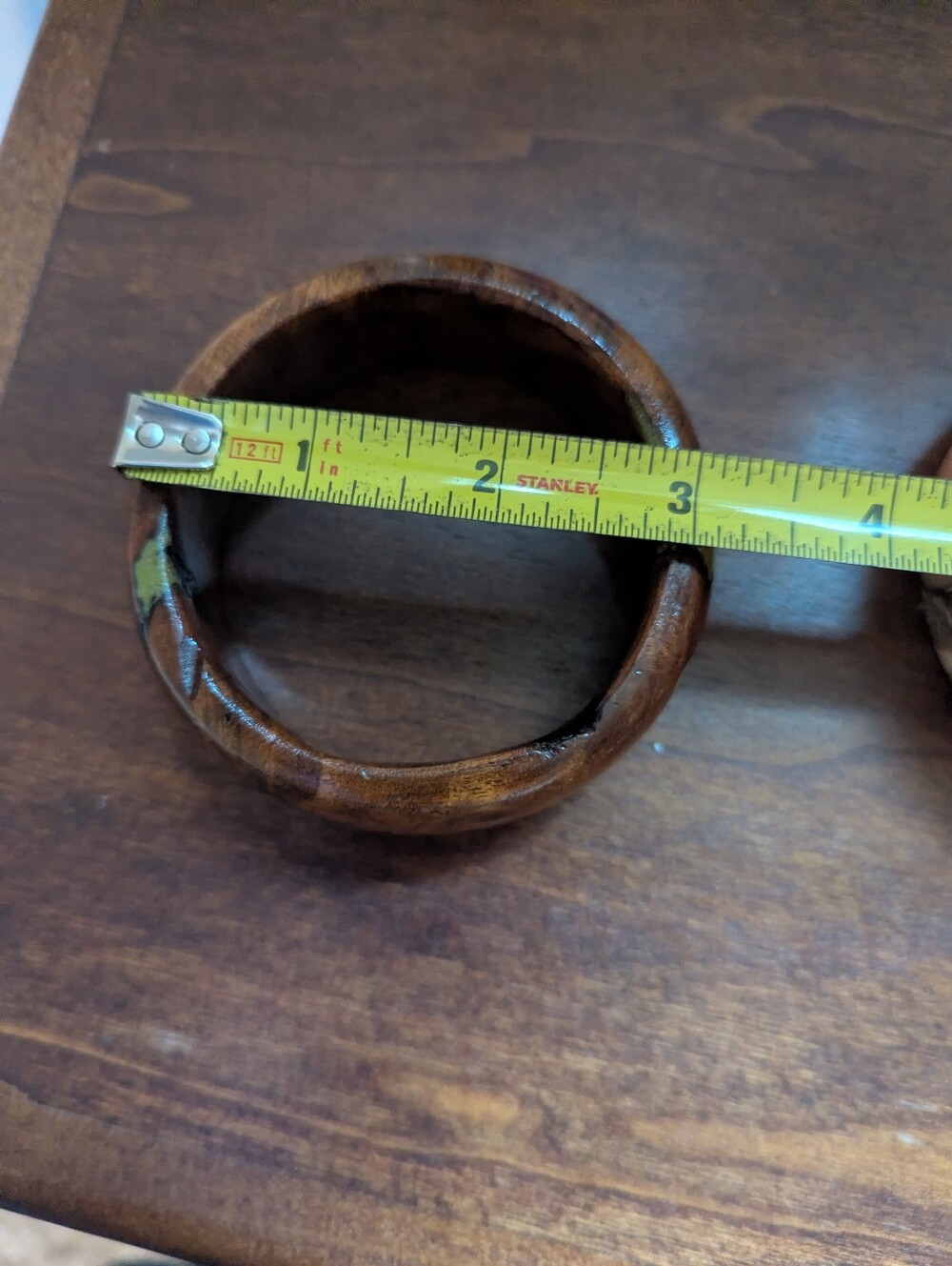 Wooden Bangle Bracelet with Green Inlay - Picture 2 of 4